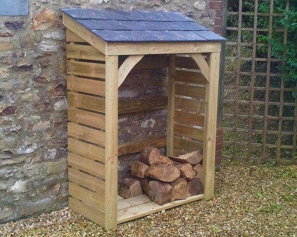 Medium Plus Store - 1250mm / 4' log store with natural slate roof