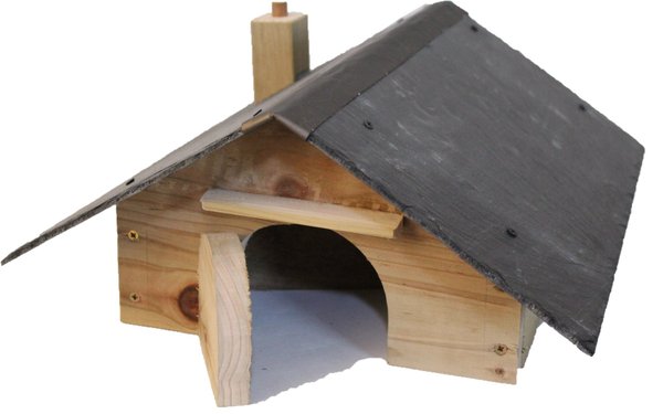 Hedgehog House with natural slate roof and "room divider"