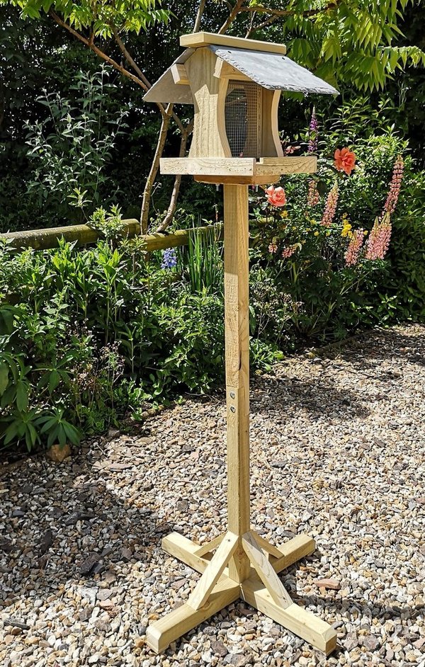 Bird Feeding Table with natural slate roof and easy-fill peanut feeder