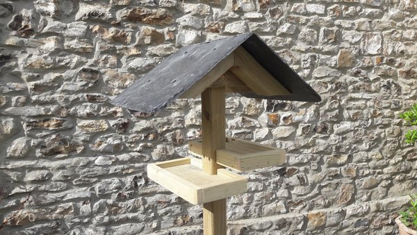 2 Tier Bird Feeding Table with natural slate roof