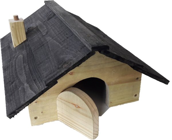 Hedgehog House with nesting area, feature door and roof with weatherproof finish