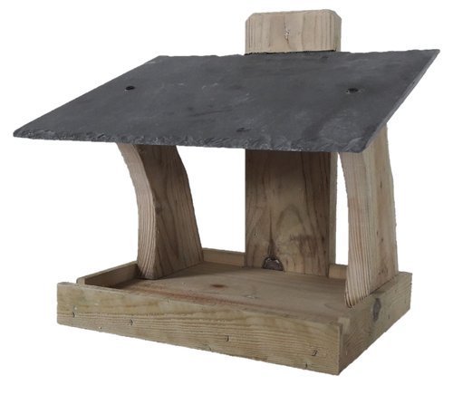 HEAVY DUTY Rustic bird feeder with NATURAL SLATE ROOF
