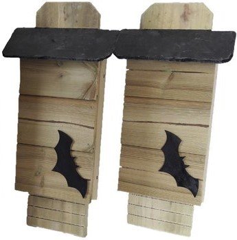 Bat Box with natural slate roof - Set of 2