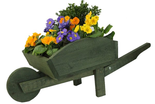 Quality Large Rustic Wheelbarrow Garden Planter - FULLY ASSEMBLED & PRESSURE TREATED - Forest Green